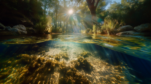 Papier peint nature aquatique Scène ensoleillée sous-marine