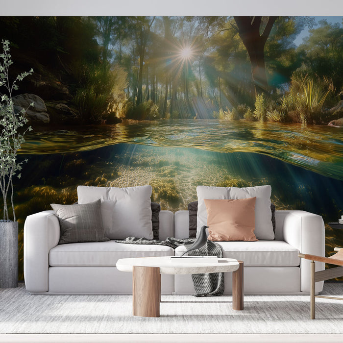 Papier peint nature aquatique | Scène ensoleillée sous-marine