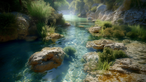 Papier peint paysage rivière Atmosphère paisible et naturelle