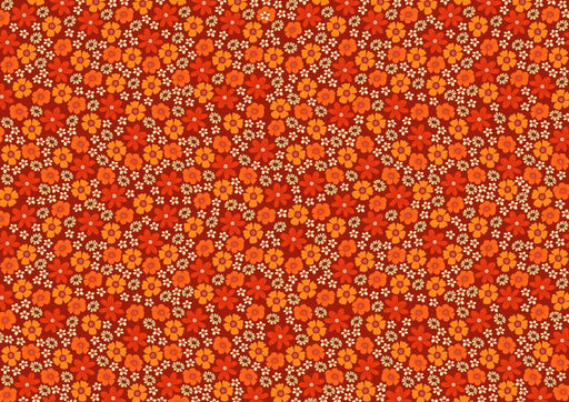 Papier peint floral Motif vibrant rouge et orange