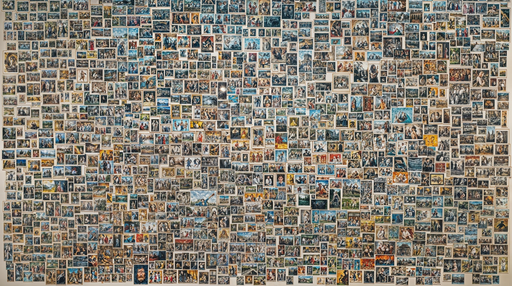 Papier peint mosaïque artistique Collage de cartes postales