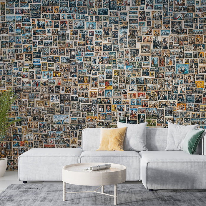 Papier peint mosaïque artistique | Collage de cartes postales