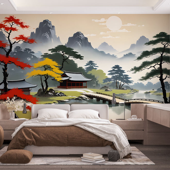 Papier peint paysage zen | Paysage traditionnel japonais