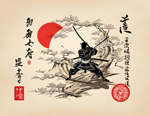 Papier peint samouraï Art traditionnel japonais