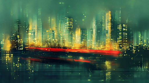 Papier peint urbain moderne Ville nocturne abstraite