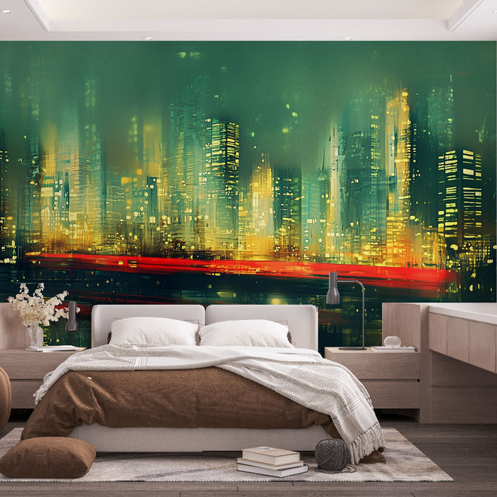 Papier peint urbain moderne | Ville nocturne abstraite