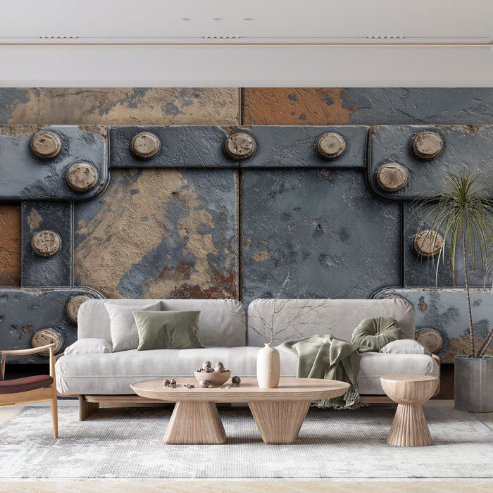 Papier peint industriel | Motif de rivets métalliques