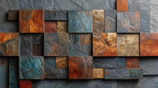 Papier peint texturé pierre Mosaïque multicolore