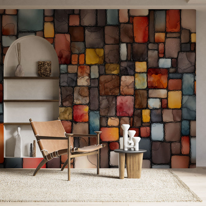 Papier peint abstrait | Motifs géométriques colorés