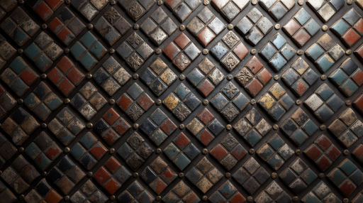 Papier peint carreaux vintage Motifs emboutis multicolores