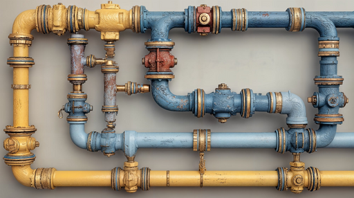 Papier peint tuyauterie Design industriel multicolore