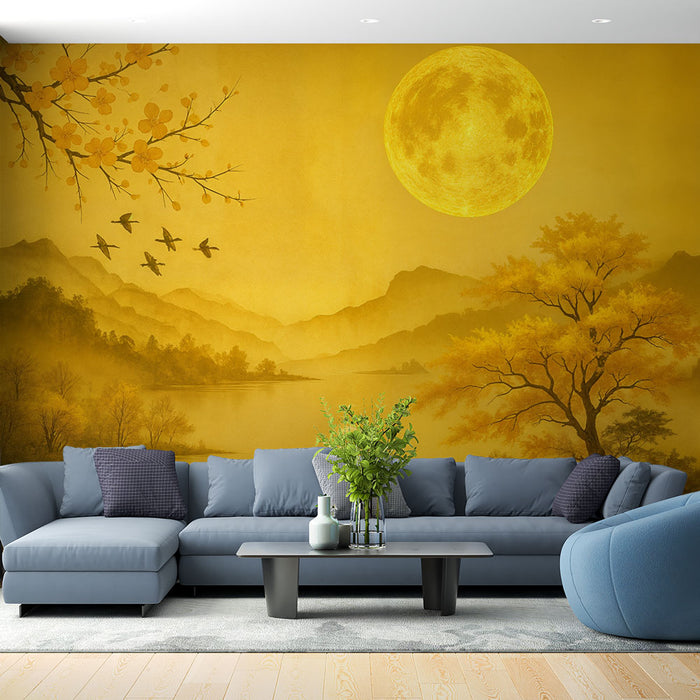 Papier peint paysage | Lumière dorée en montagne