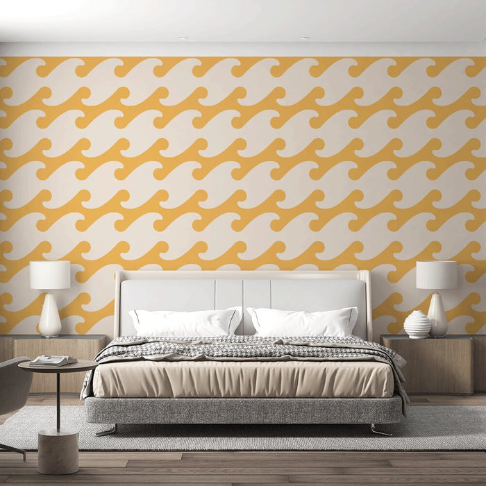 Papier peint vague | Design ondulé jaune