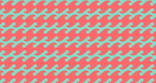 Papier peint vagues Design rétro rouge et turquoise