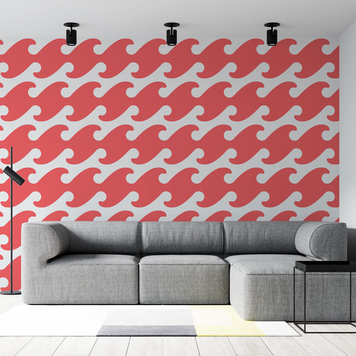 Papier peint vagues corail | Motif dynamique et moderne