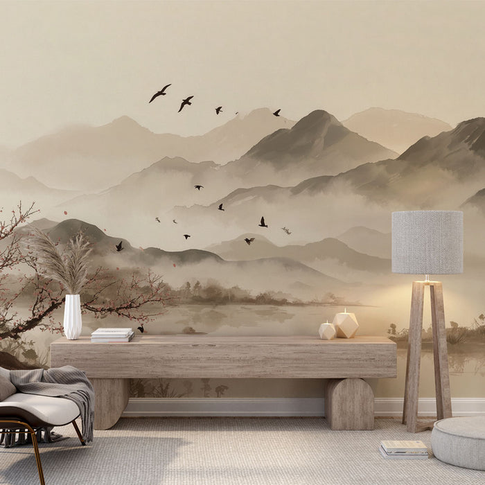 Papier peint paysage montagne | Peinture traditionnelle chinoise