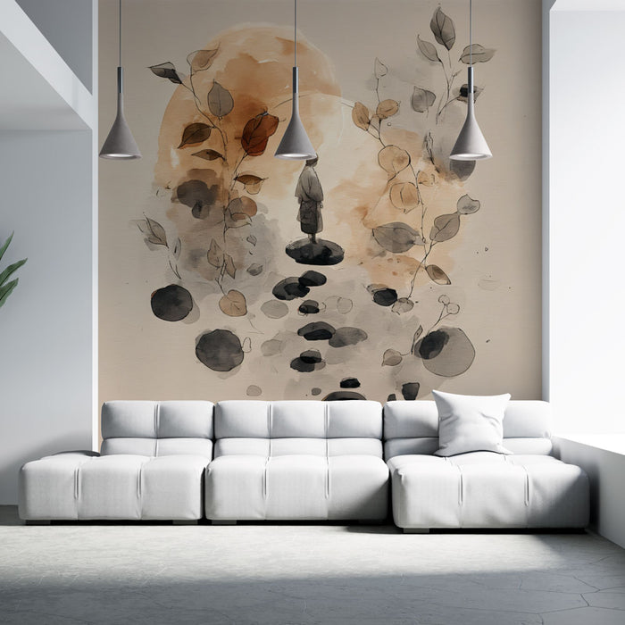 Papier peint méditation aquarelle | Art délicat et serein