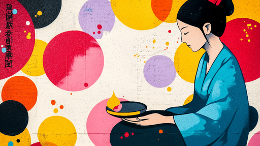 Papier peint geisha Art abstrait et traditionnel