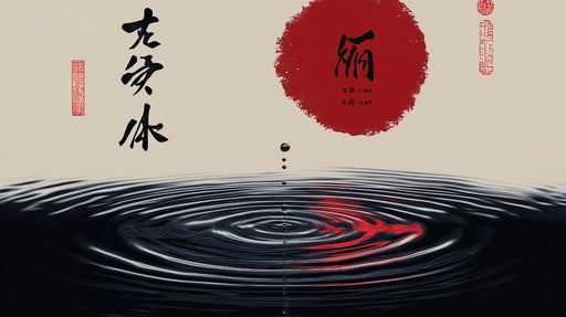 Papier peint calligraphie chinoise Art minimaliste et ondulations d'eau