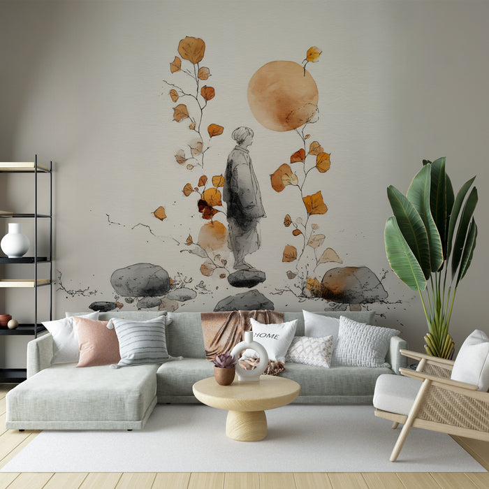 Papier peint art abstrait | Silhouette et nature