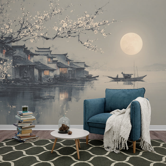 Papier peint paysage lunaire | Calme et beauté nocturne