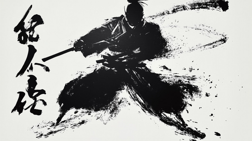 Papier peint samouraï Art en encre noire