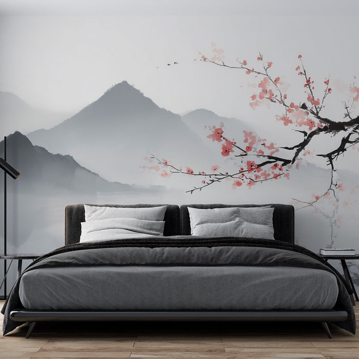 Papier peint paysage oriental | Sérénité et élégance florale