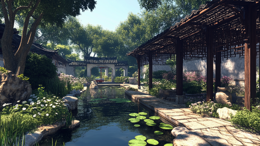 Papier peint jardin asiatique Oasis de tranquillité