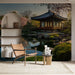 Papier peint panoramique jardin japonais avec pavillon traditionnel pour salon zen et apaisant