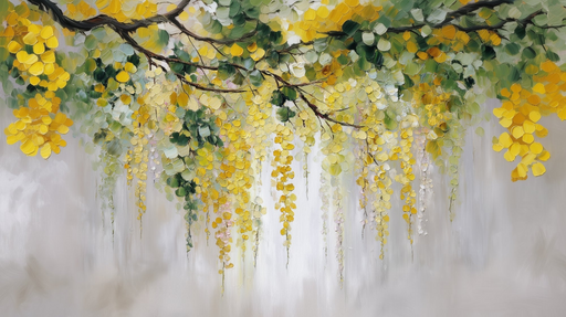 Papier peint floral Cascade de fleurs jaunes