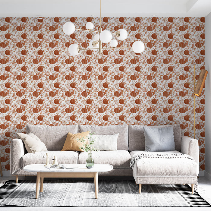 Papier peint citrouilles | Design Vintage Automnal