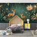 Papier peint forêt enchantée avec cerfs et fleurs lumineuses pour chambre enfant