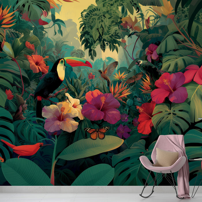 Papier peint tropical | Paradis exotique coloré