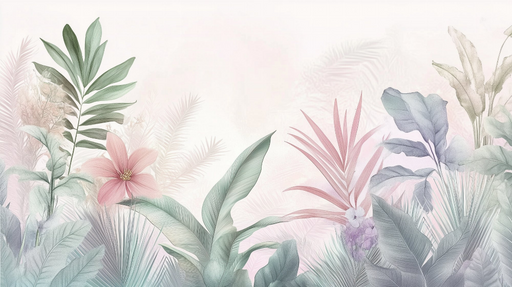 Papier peint tropical Douceur pastel