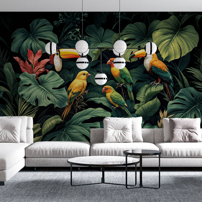 Papier peint toucans et perroquets | Design exotique et vibrant