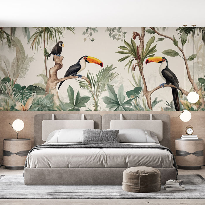Papier peint tropical | Jungle et toucans exotiques