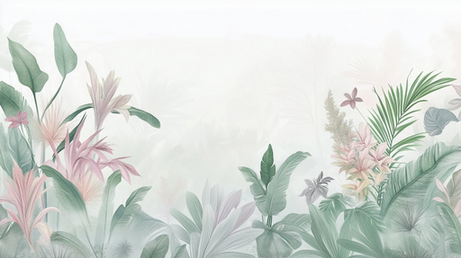 Papier peint tropical Évasion botanique pastel