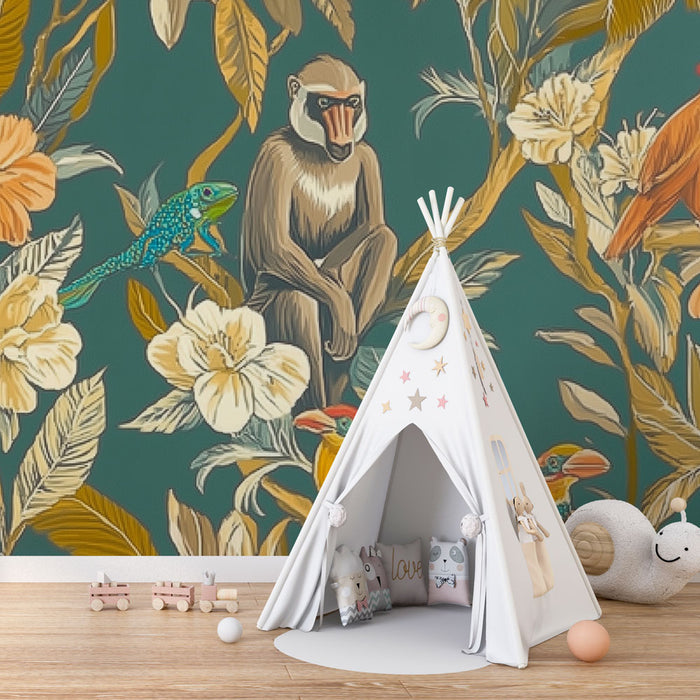 Papier peint animaux exotiques | Design tropical et coloré