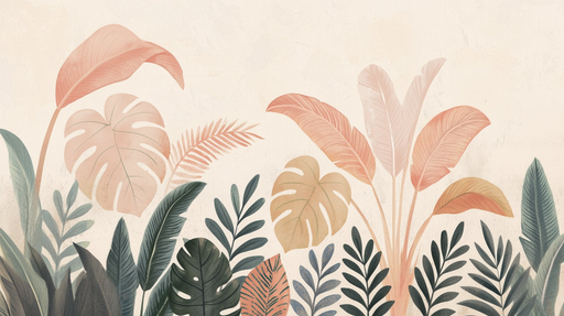 Papier peint feuillage tropical Design pastel et élégant