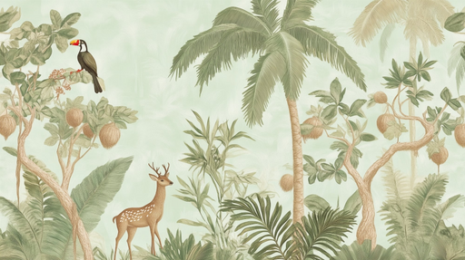 Papier peint jungle exotique Faune et flore tropicales en harmonie