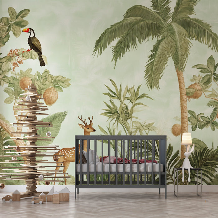 Papier peint jungle exotique | Faune et flore tropicales en harmonie