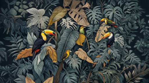 Papier peint jungle oiseaux Design exotique et luxuriant