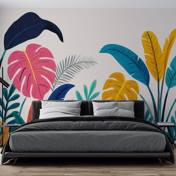 Papier peint tropical | Feuilles coloriées