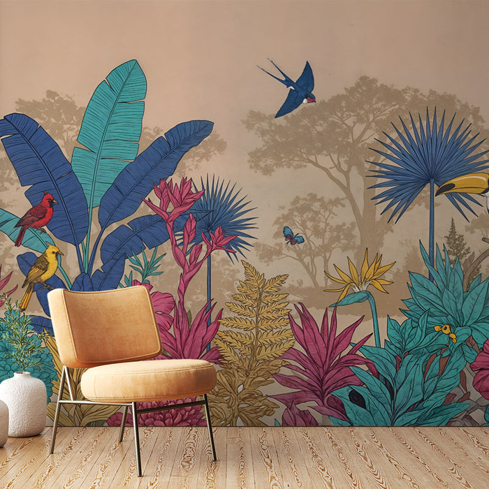 Papier peint jungle tropicale | Motifs colorés et exotiques