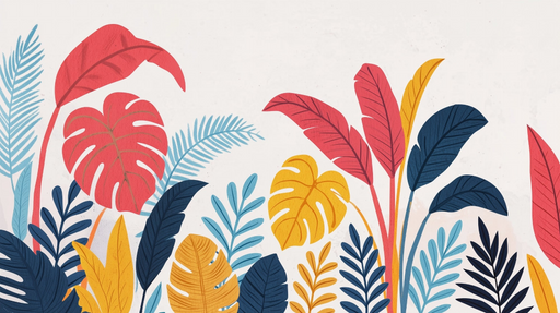 Papier peint tropical Feuilles colorées