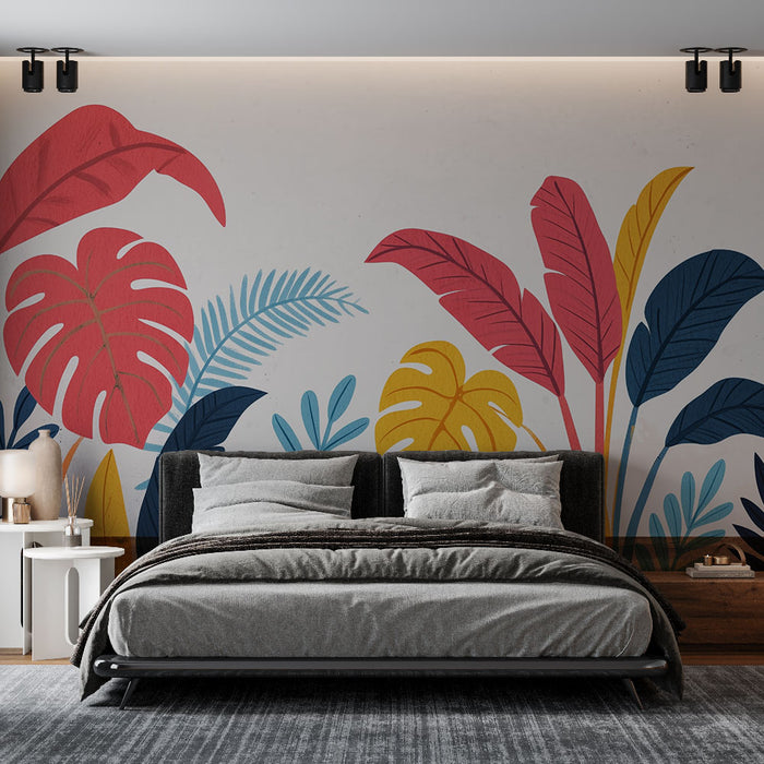 Papier peint tropical | Feuilles colorées