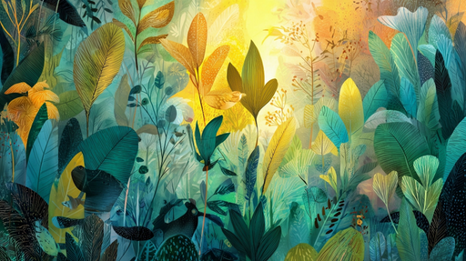 Papier peint jungle Éclat de feuillage exotique