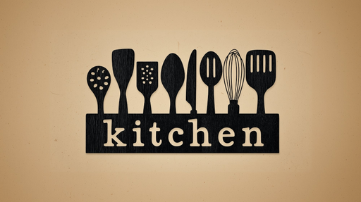 Décoration murale cuisine Ustensiles en métal noir