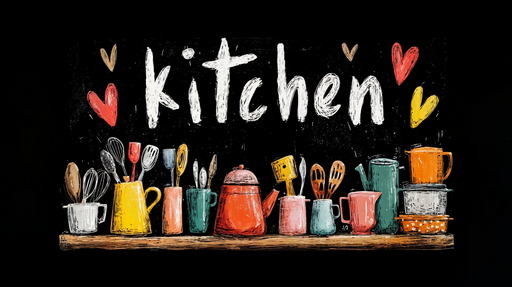 Papier peint cuisine Illustrations colorées d'ustensiles