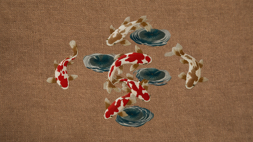 Papier peint carpes koi Élégance aquatique sur toile de jute